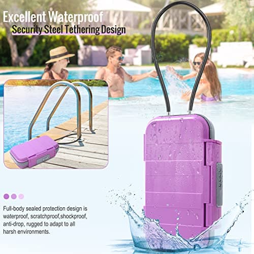 WACCET Portable Safe Box with Code, Combination Security Case Lock Box Waterproof Anti-Theft Mini Travel Safe with Removable Wire Rope Security Safe Box for Home, Office, Hotel, Cars,Travel etc — view 5