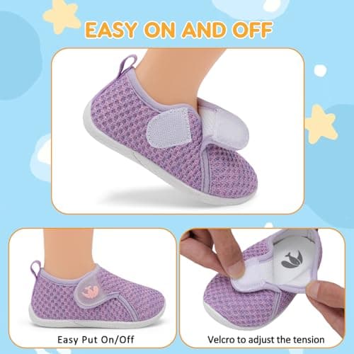 JOINFREE Girls Toddler Trainers Baby First Walking Shoes Purple — view 3