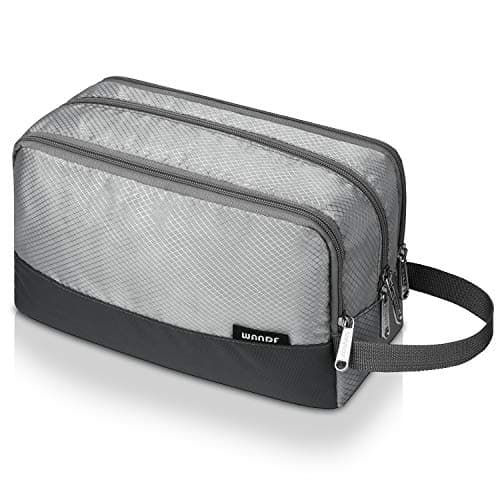 WANDF Toiletry Bag Water-Resistant Nylon Travel Wash Bag Lightweight Dopp Kit for Men and Women (A-Grey)