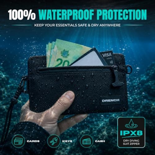 Drench Waterproof Wallet for Beach & Water Adventures, Black — view 3