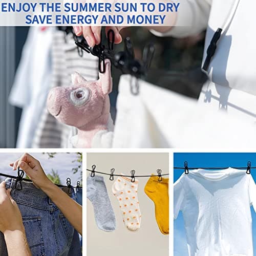 lohey Retractable Washing Line, Portable Clothes Lines for Outside, Travel Washing Line Rope with 12 Clips for Travel Camping Accessories — view 2