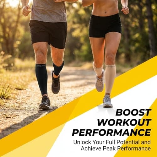 CAMBIVO Calf Compression Sleeves 2 Pairs, 20-30 mmHg, Footless Flight Socks — view 5