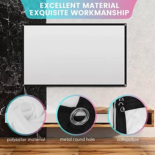 Ksrnsne Portable Projector Screen for Home Theater Outdoor HD White Foldable Anti-Crease (72Inch) — view 5