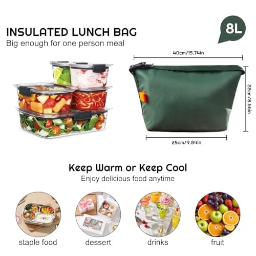 YUDANSI Insulated Lunch Bag with Thick Foil, Leakproof Thermal Lunch Tote for Work School Picnic, Large Capacity Cooler Bag with Adjustable Shoulder Strap for Men Women Adults Kids (Green) — view 4