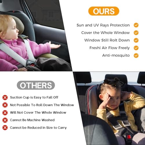 Car Window Shades for Baby (2 Pack) - Premium Stretchable & Breathable Car Sun Shade for Baby,Ultimate UV & Anti-Glare Protection Car Blinds for Children,Pets & Adults - Universal Fit for 98% Vehicles — view 3