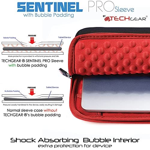 TECHGEAR Tablet Sleeve for Apple iPad Pro 13" (M4) 2024, iPad Air 13" (M3/M2), iPad Pro 12.9" [Also fits Magic Keyboard] Slim Neoprene Zipped Protective Sleeve Case Cover Anti-Shock Bubble Interior — view 3