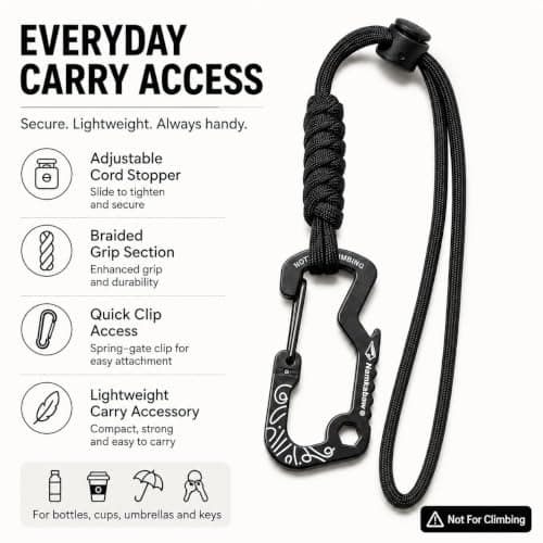 Water Bottle Holder Straps for Backpacks, 3 Pack Braided Keychain Wrist Lanyards with Carabiner Clips for Bottles Cups Umbrellas Keys, Lightweight Outdoor Carry Accessories for Camping Hiking Cycling — view 4