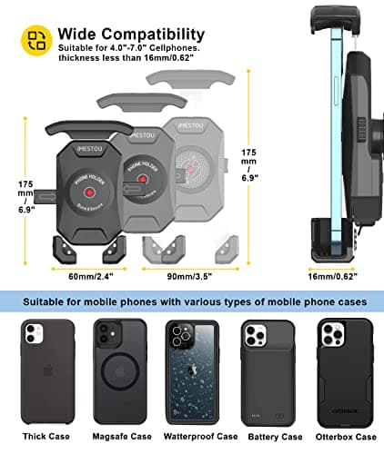 iMESTOU Motorcycle Fork Stem Phone Mount, Anti-Theft 1" Ball Phone Holder with Double Socket Arm Fits to RAM B Size Components 720° Rotation for 4.0"-7.0" Cellphones — view 3