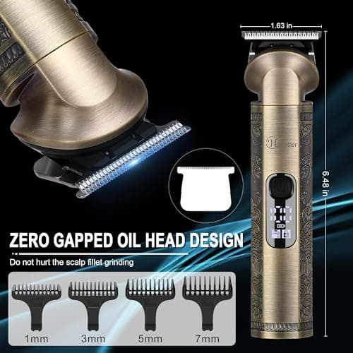 Hatteker Beard Trimmer Kit Professional Hair Clipper Zero Gapped T-Blade Electric Razor Shaver for Nose Ear Body Face Mustache Trimmer for Men Cordless Grooming Kit Waterproof 8 in 1 — view 5