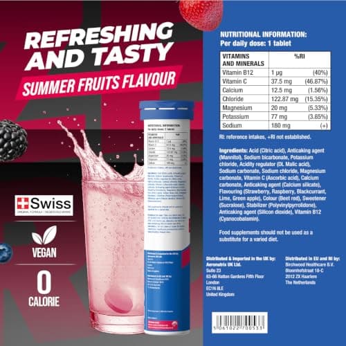 Fast&Up Reload Zero Electrolyte Tablets | Zero Sugar & Calories | Summer Fruits Flavour | 25 Effervescent Tablets with Vitamin C & B12 | Instant Hydration & Energy — view 5