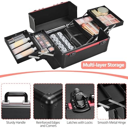 Yaheetech 4-in-1 Makeup Trolley with Lockable Compartments, Black — view 4
