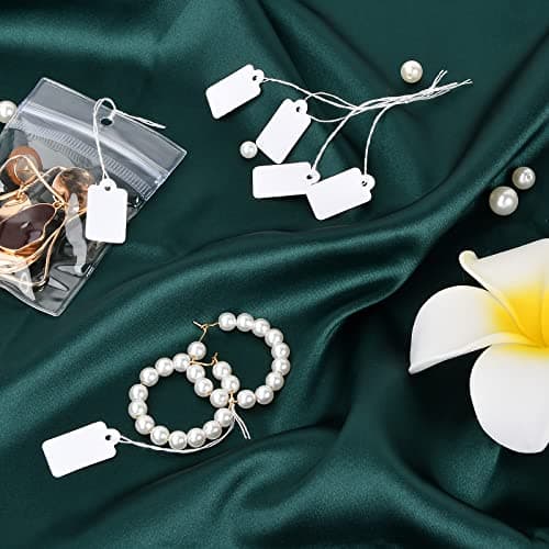 500 Pieces Mini Price Labels, White Display Tags, Writable Price Labels 23 x 14 mm, Jewelry Marking Tags with Lanyard, for Clothes Clothing Jewelry Rings Merchandise — view 5