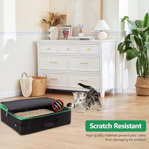 Foldable Cat Litter Tray for Travel, Portable cat litter box with Lid and Scoop Waterproof Collapsible Kitty Carrier for Kittens, Rabbit, Cars, Camping — view 5