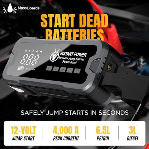 Instant Power Jump Starters - Jump Starter Power Pack and Air Compressor 4000 Amp 12 Volt - Portable Jump Starter Power Pack, Car Battery Jump Start 12-Volt Power Bank, 150PSI for Cars Vans Motorbikes — view 3