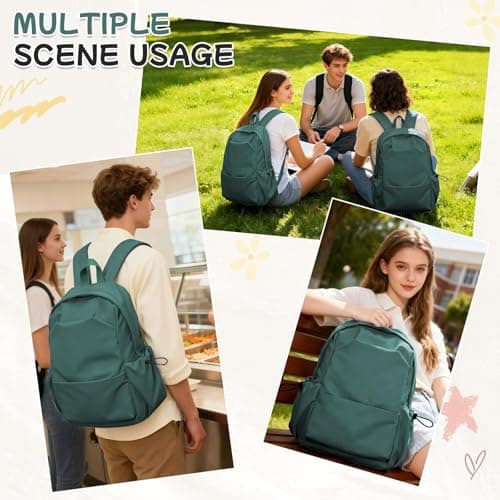 HYC00 School Backpack Womens Causal Travel School Bag for Teenage Girls Boys Secondary Backpack Lightweight 14 Inch Laptop Rucksack Bag for Women Casual Daypack Bookbag for College Work, Army Green — view 6