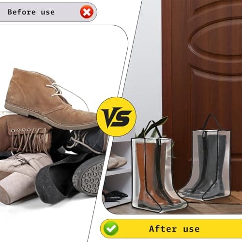 4Pcs Boot Storage Bags, Portable Waterproof Tall/Short Boot Bag Dust Proof with Zipper, Shoe Protector Storage Bag for Organizer, Packing, Travel, Daily Use(Transparent,Tall Boot) — view 4