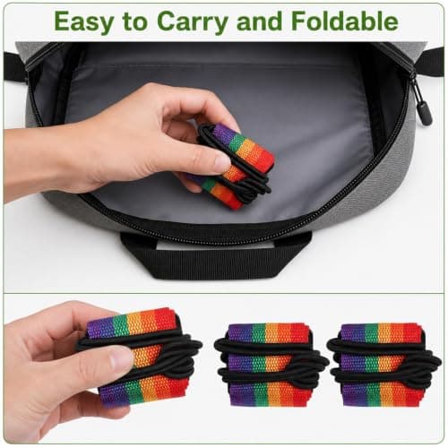 4 Pcs Luggage Connector Strap,Suit Case Strap,Travel Strap(Black & Rainbow) — view 6