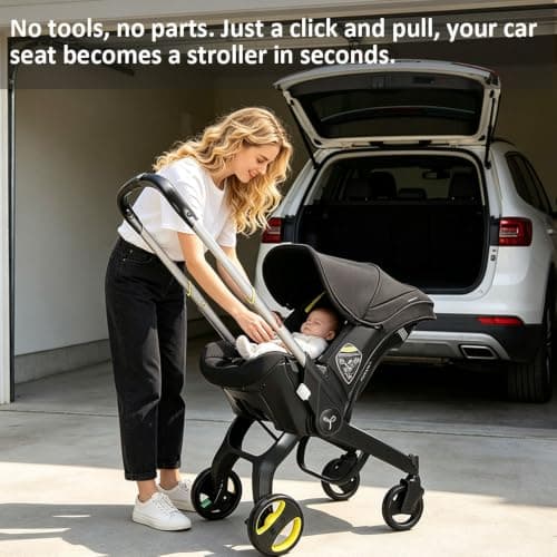 Baby Car Seat & Pushchair & Baby Carrier 3-in-1 Design, Adjustable Backrest, Handle, Foldable, 5-Point Harness, Supports Forward/Rearward Fitting, Suitable for 0+ Stage. — view 6