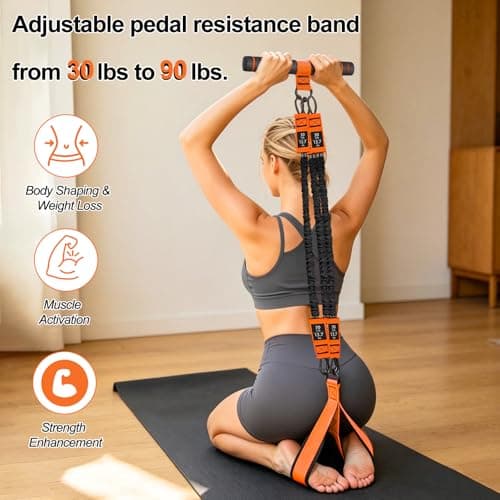 Upgraded Multifunction Pedal Resistance Band with Handle 30-90lbs — view 3