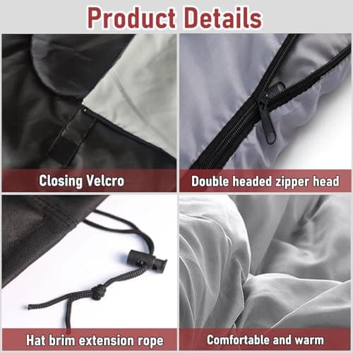 Double Sleeping Bag, Extra Large 3-4 Season Lightweight,Waterproof Indoor & Outdoor Use for Adults & Kids, Premium Sleeping bag for Hiking, Backpacking and Camping (Black) — view 4
