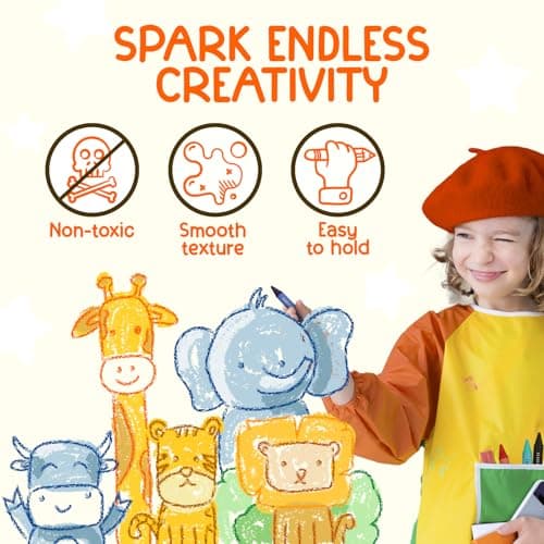 TinyGeeks 16 Colors Jumbo Crayons - Non-Toxic & Washable Crayons for Toddlers Ages 1-3 & Kids Ages 4-8 - Easy-to-Hold - Large - Great for Travel with Toddlers 2-4 Years — view 3
