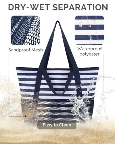 HOMESPON Beach Bag Large Waterproof Tote for Women with Zipper — view 5