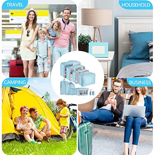 Jsdoin Packing Cubes for Suitcase,9 PCS Travel Luggage Packing Cubes for Backpack, Waterproof Essentials Suitcase Organiser Bags, Travel Accessories (Blue) — view 2