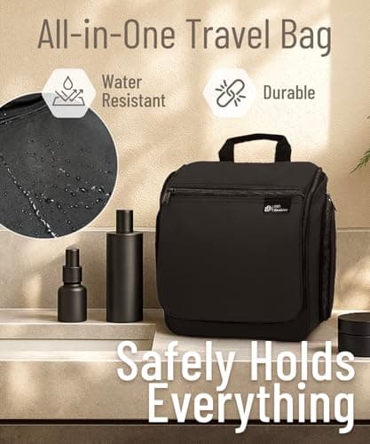 D&D Hanging Toiletry Bag for Women and Men, Large Travel Wash Bag, Black — view 6
