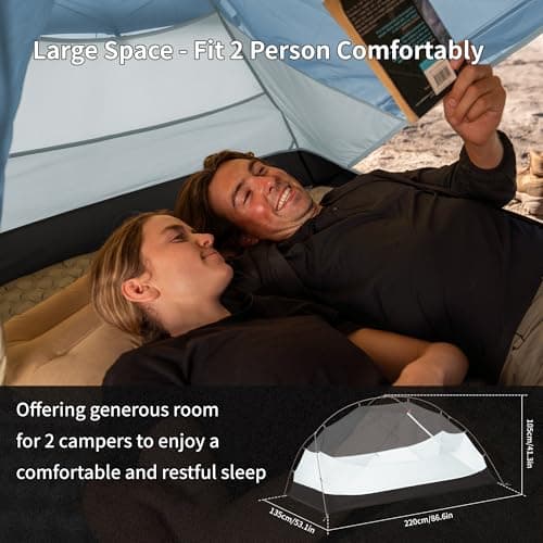 Naturehike Mongar Tent Camping Tent 2 Man Tent Waterproof Ultralight Trekking Tent Hiking Tent Double Layer for Hiking Climbing Outdoor Activities (210T Polyster/Blue) — view 6