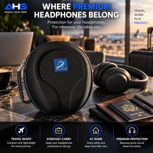 Accessory House AHG Global Carrying case Compatible with Sennheiser HD650 HD660S HD660S2 HD600 Massdrop X HD6XX HD58X Jubilee HD580 and HD565 Headphones. Ultimate Protection/Easy Transport — view 3