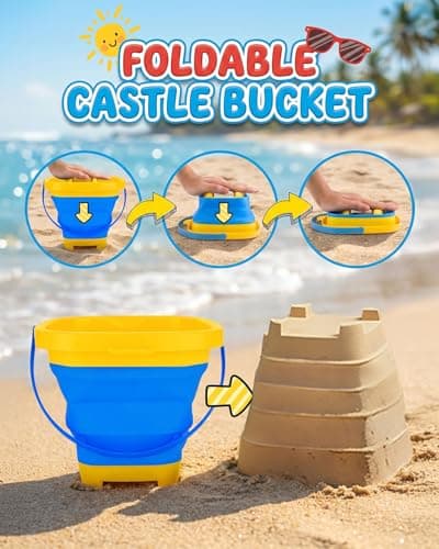 Zumhigh Beach Sand Toys for Kids 39 PCS Sand Bucket and Spade Beach Set, Sand Toys with Shovels, Sea Animal Molds and Mesh Backpack Bag, Outdoor Sandbox Toys for Toddlers Boys Girls Age 3 4 5, Blue — view 3