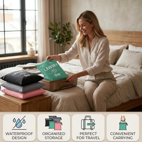 4PCS Laundry Bags for Travelling, Waterproof Washing Bags for Laundry with Zipper & Handle, Small Laundry Bag, Wet Bags for Home, Travel, Holiday, Camping, Caravan, Dormitory — view 4