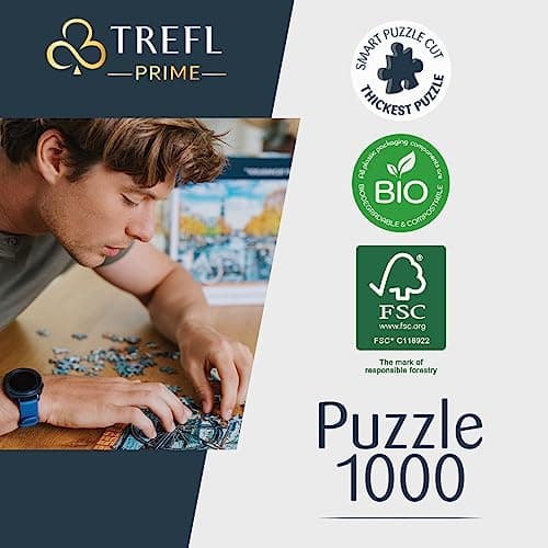 Trefl 10702 1000 Elements, Thickest Cardboard, Organic, Eco, Holland, Autumn, Travel, Entertainment for Adults and Children from 12 Years, Puzzle Wanderlust: Autumn in Amsterdam, Netherlands — view 3