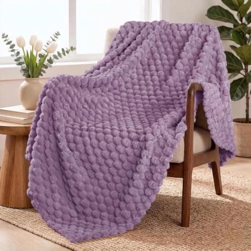 Exclusivo Mezcla Large 3D Fleece Blanket for Sofa, Couch, Grayish Purple
