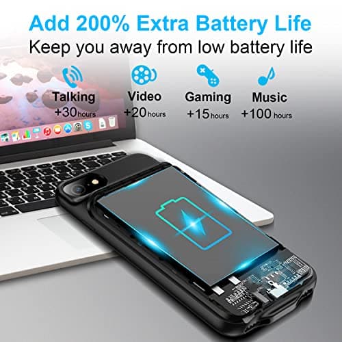 MIGAFEI iPhone 8/7/6s/6/SE 2020 battery case, 6800mAh ultra-thin protective charging case, portable rechargeable expandable battery charger (Black 8/7/6s/6/SE) — view 4