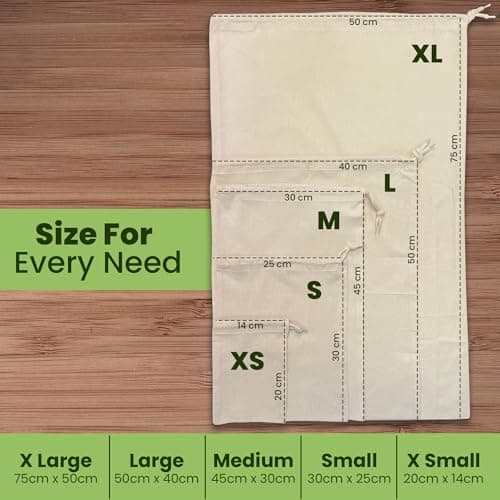 Bronta Mill Plain Natural 100% Cotton Drawstring Stuff Bags | Eco Friendly Storage Pouch | Beige - XL - 75cm x 50cm — view 2