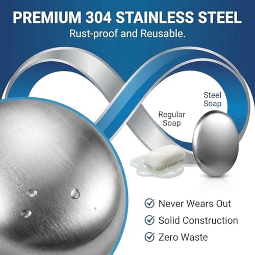 LUCTHY Stainless Steel Soap Bar, 2 Pack Metal Odour Remover, Silver — view 3