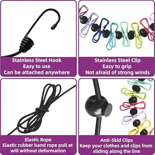 Magnetic Clothesline for Cruise Ship Approved 2026 Cruise Essentials, Travel Washing Line with 2 Magnetic Hooks for Cruise Cabins, Travel Clothes Line with 2 Luggage Tags for Cruise Ship, Indoor, RV — view 3