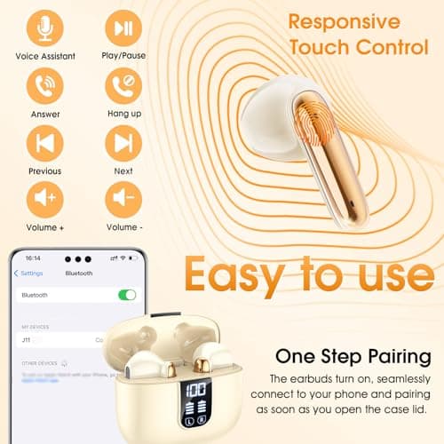 Wireless Ear buds 6-Mic Noise Canceling Large Dual LED Display 35H Playtime — view 6