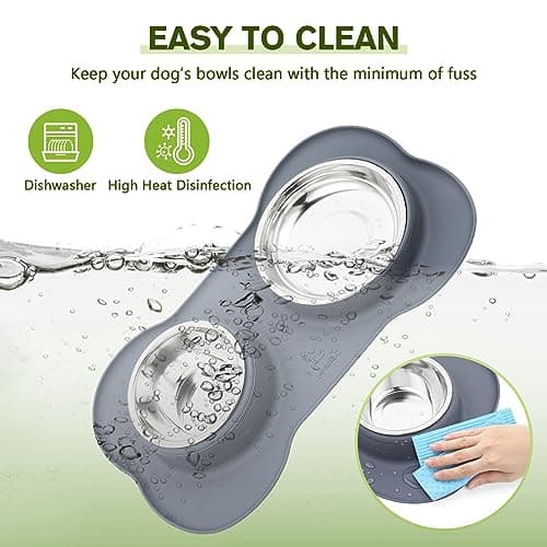 Pecute Dog Bowls Non-Slip, Stainless Steel Double Bowls Set For Cats & Dogs — view 5