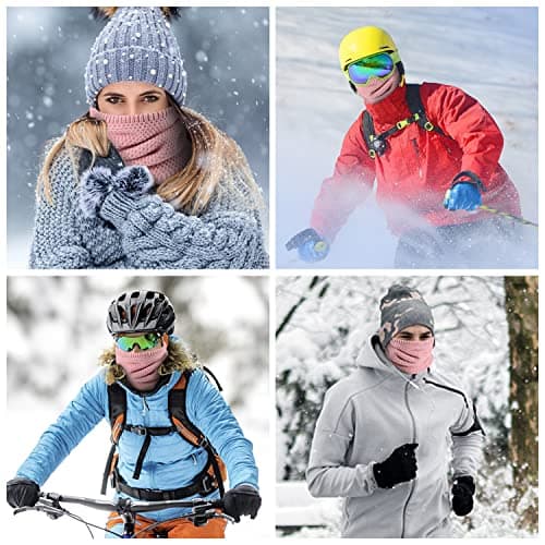 HYUET Winter Fleece Lined Neck Warmer - Thermal Double Layer Windproof Infinity Scarf for Men & Women, Thickened Knitted Snood for Skiing, Motorcycle, Cycling & Outdoor — view 6