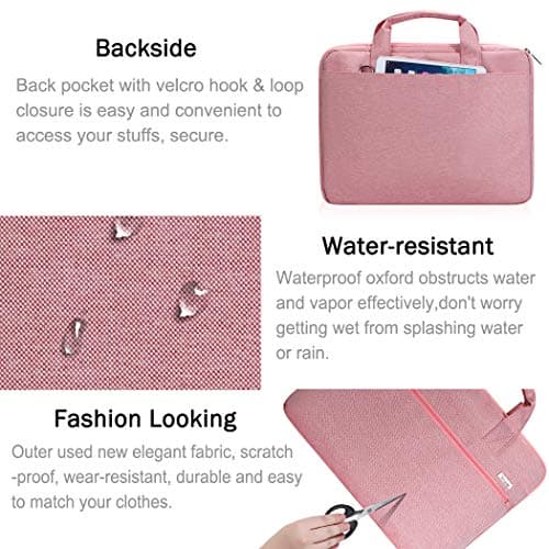 Voova Laptop Bag 15.6 Inch, Waterproof Case with Shoulder Strap, Pink Dust — view 4