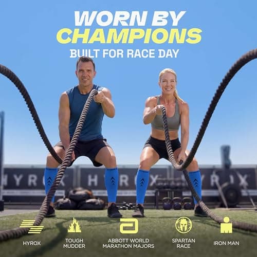 Rymora Compression Calf Sleeves for Men & Women (Ideal for Sports, Running, Shin Splints & More) (One Pair) (Royal Blue) (Large) [L] — view 3
