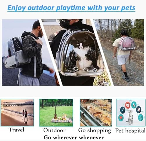 ZHUIYIWIN Cat Carrier Backpack, Expandable Cat Carrier Backpack, Ventilated Cat Bubble Backpack for Pet, Pet Carrier for Travel Hiking Walking Camping (Yellow, Rear Extension) — view 6