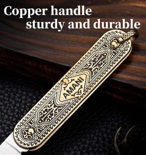 LINMOHERUI Copper Handle Folding pocket tool,UK Legal Non-Locking Pocket Tool, Men Cool Cutter 2.36'' Folding EDC Gadgets for Great Gift or Outdoor Camping — view 3