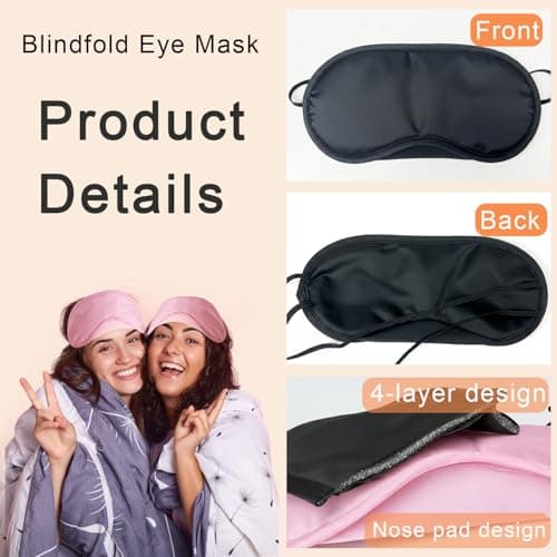 12 Pack Blindfold Eye Mask Cover Sleep Mask for Party Games Travel Sleep Team Build Party Supply with Adjustable Strap for Women Men Kids, Light Blue — view 4