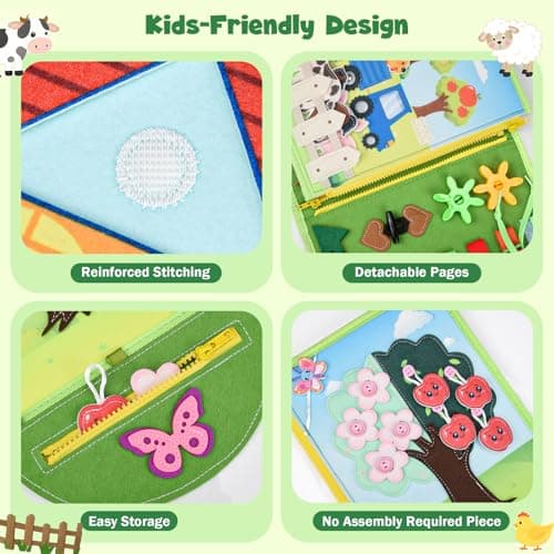 Busy Board Montessori Toys for Toddlers: Busy Book for 3-5 Year Old, Green — view 5