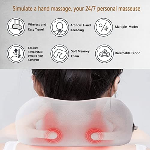 Neck Massager, Electric Neck Massager Deep Tissue 3D Kneading, with 3 Force Levels and 3 Modes, Rechargeable Massage Cushion Pillow for Pain Relief at Home, Office — view 3