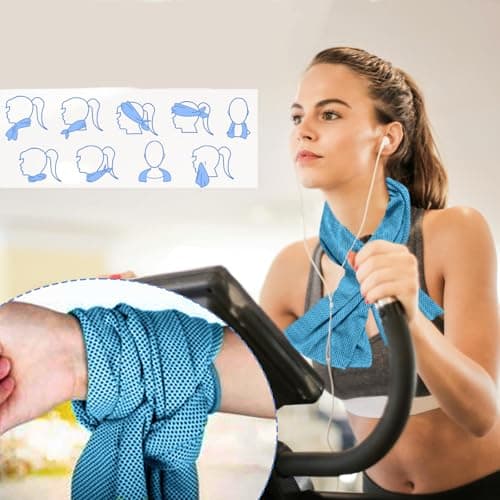 BAISEBAOFU 4 Pack Cooling Towels Soft Breathable Instant Cooling Towel Reusable Sweat Absorbent Towel for Gym Running Golf Camping Workout for Men and Women (4) — view 4