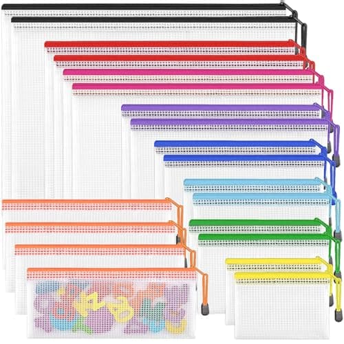 Plastic Zip Wallets Folders- 20Pcs Multi-Sizes Zip Lock Bags Plastic Folders Document Wallet Zip Pouches for School, Office, Travel, Home Storage, and Organizing Stationery.